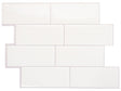 Smart Tiles Mosaik Series SM1100G-04-QG Wall Tile, 8.38 in L Tile, 11.56 in W Tile, Straight Edge, Resin, White, Glossy, Pack of 6