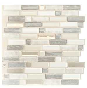 Smart Tiles Mosaik Series SM1112G-04-QG Wall Tile, 9.36 in L Tile, 9.73 in W Tile, Crescendo Ciotta Pattern, Vinyl, Pack of 6