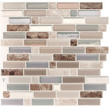 Smart Tiles Mosaik Series SM1097-4 Wall Tile, 9.36 in L Tile, 9.73 in W Tile, Straight Edge, Crescendo Terra Pattern, Pack of 6