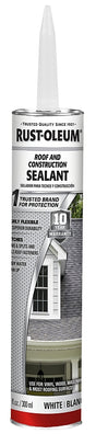 Rust-Oleum 301827 Roof and Construction Sealant, White, Liquid, 10.1 oz, Cartridge