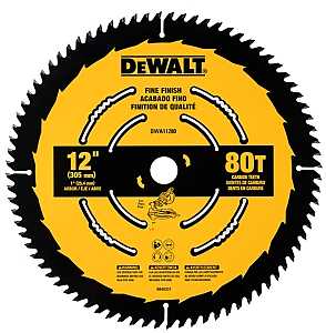 DEWALT DWA11280 Circular Saw Blade, 12 in Dia, 1 in Arbor, 80-Teeth, Carbide Cutting Edge