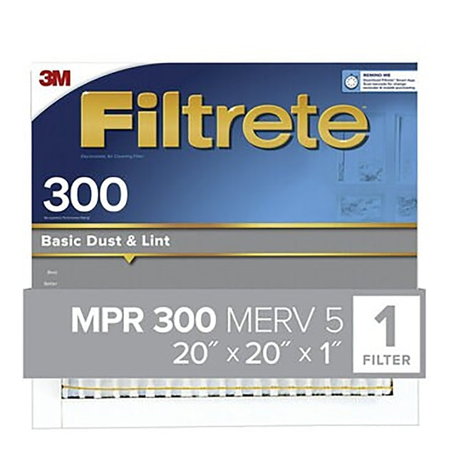 Filtrete 302-4 Air Filter, 20 in L, 20 in W, 5 MERV, 300 MPR, Synthetic Frame, Pack of 4