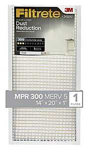 Filtrete 305-4 Air Filter, 20 in L, 14 in W, 5 MERV, 300 MPR, For: Air Conditioner, Furnace and HVAC System, Pack of 4