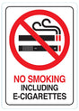 Hy-Ko D-28 Deco Sign, NO SMOKING INCLUDING E-CIGARETTES, White Background, Plastic, 7 in H x 5 in W Dimensions, Pack of 5