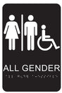 Hy-Ko DB-22 Braille/Tactile Sign, Rectangular, ALL GENDER, White Legend, Black Background, Plastic