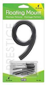 Hy-Ko FM-4BK-9 House Number, Character: 9, 4 in H Character, Black Character