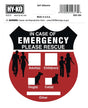 Hy-Ko HSV-204 Graphic Sign, IN CASE OF EMERGNCY PLEASE RESCUE, Silver Background, Vinyl, 4 in H x 4 in W Dimensions, Pack of 6