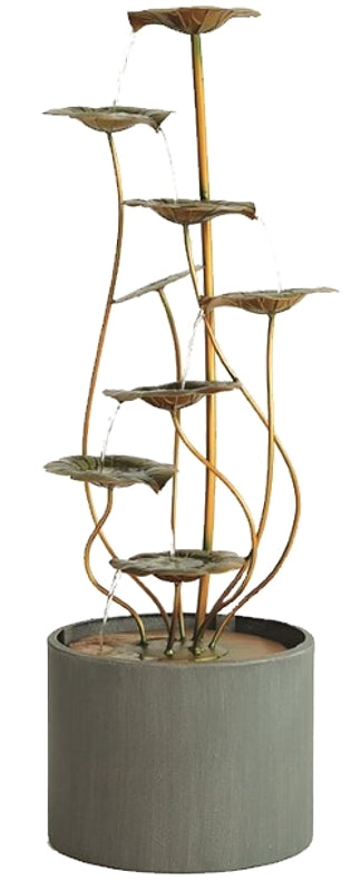 Seasonal Trends Y95890 Water Fountain, Metal Lotus, Med