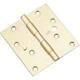 National Hardware N830-403 Door Hinge, Steel, Satin Brass, Flush, Removable Pin, Full-Mortise Mounting, 55 lb