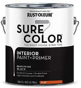 Rust-Oleum Sure Color 380216 Interior Wall Paint, Flat, Black, 1 gal, Can, 400 sq-ft Coverage Area, Pack of 2