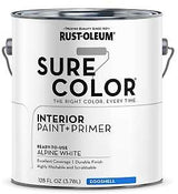 Rust-Oleum Sure Color 380219 Interior Wall Paint, Eggshell, Alpine White, 1 gal, Can, 400 sq-ft Coverage Area, Pack of 2