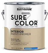 Rust-Oleum Sure Color 380222 Interior Wall Paint, Eggshell, Soft Beige, 1 gal, Can, 400 sq-ft Coverage Area, Pack of 2