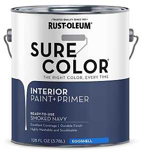 Rust-Oleum Sure Color 380226 Interior Wall Paint, Eggshell, Smoked Navy, 1 gal, Can, 400 sq-ft Coverage Area, Pack of 2