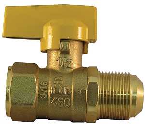 Pro-Flex PFGVO-FFL12C Gas Valve, 1/2 in Connection, FIP x Flare, 5 psi Pressure, Lever Actuator, Brass Body, Pack of 5