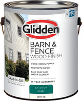 Glidden GRAB-N-GO GLBFEX10WH-1 Barn and Fence Wood Finish, Flat, White, Liquid, 1 gal, Pack of 4