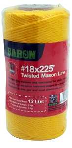 Baron 50816 Seine Twine, #18 Dia, 225 ft L, 13 lb Working Load, Polypropylene, Neon Yellow