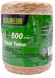 Baron 60106 Twine, 500 ft L, Sisal, Natural