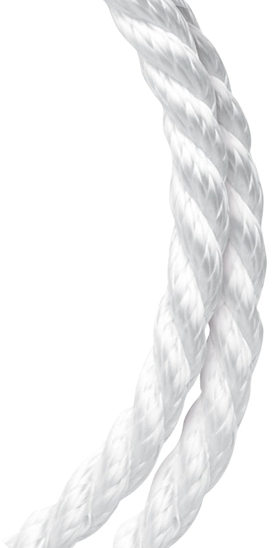 Baron 68101 Rope, 1/2 in Dia, 250 ft L, 420 lb Working Load, Nylon/Poly, White