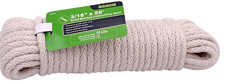 Baron 52603 Clothesline, 3/16 in, 50 ft L, Poly, White