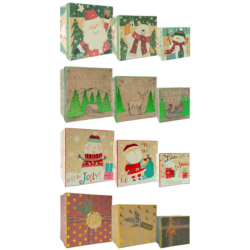 Santas Forest 69911 Hot Stamp Set-Up Box, Cardboard, Assorted Print, Pack of 8