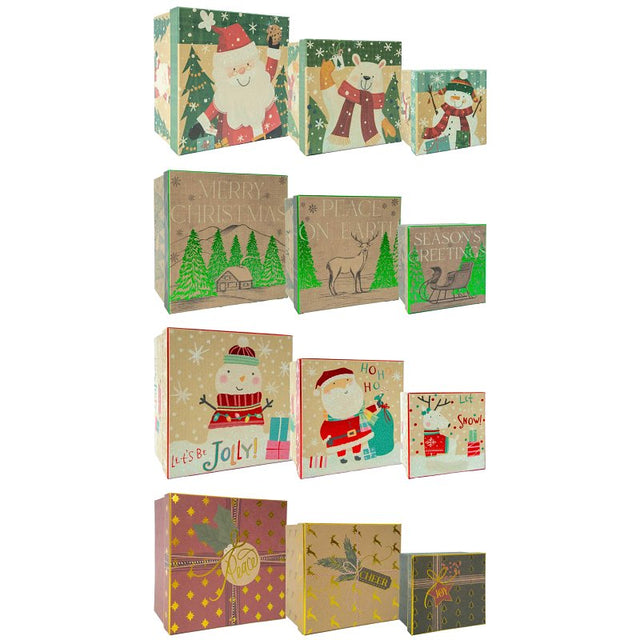 Santas Forest 69911 Hot Stamp Set-Up Box, Cardboard, Assorted Print, Pack of 8