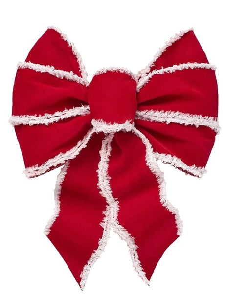 Holiday Trims 6115 Santa's Favorite Wired Bow, Red White/White Trim, 8.5 in x 14 in, Pack of 12