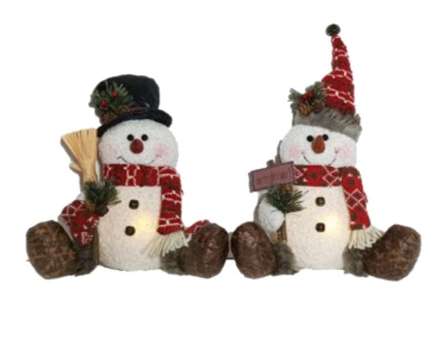 Santas Forest 48905 LED Sitting Snowman, B/O, 13 in, Pack of 12
