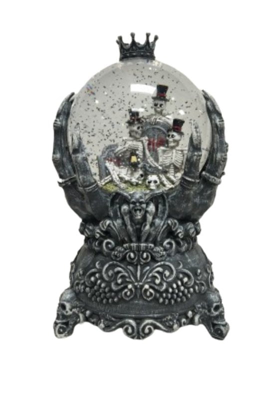 Santas Forest 21947 Halloween Water Globe with Skeleton Hand, 5 in H, Plastic, Black, Internal Light, Indoor, Pack of 4
