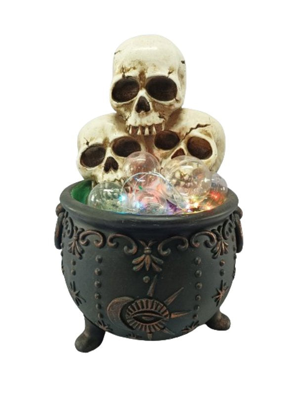 Santas Forest 89928 LED Calderon with Skulls, 12-1/2 in H, Plastic/Resin, Black, Internal Light, Indoor, Pack of 4