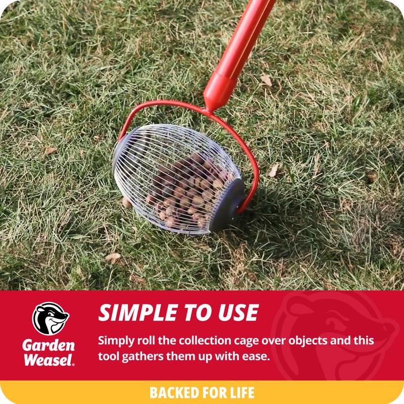 Garden Weasel Small 47.5 in. Steel Nut Gatherer Steel Handle