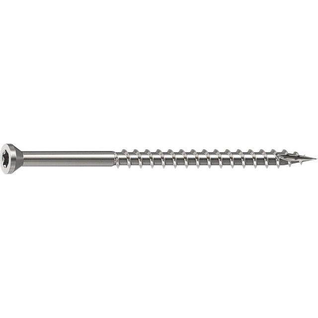 Camo 0350170 Deck Screw, 0.163 in Thread, 3 in L, Trim Head, Star Drive, Sharp, Type-17 Point, 305 Stainless Steel, 100