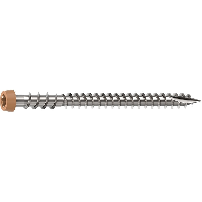 Camo 0367158CS Deck Screw, #10 Thread, 2-1/2 in L, Reverse Upper Thread, Trim Head, Star Drive, Sharp, Cedar