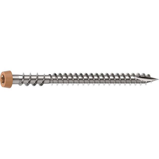 Camo 0367158CS Deck Screw, #10 Thread, 2-1/2 in L, Reverse Upper Thread, Trim Head, Star Drive, Sharp, Cedar