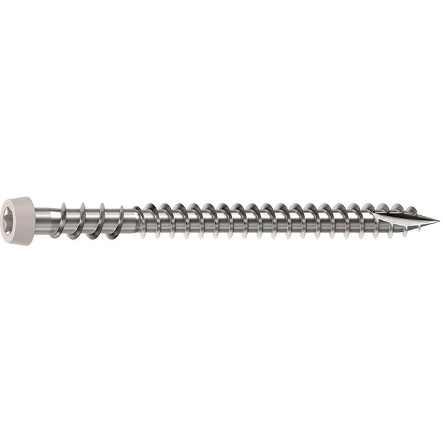 Camo 0367158NS Deck Screw, #10 Thread, 2-1/2 in L, Reverse Upper Thread, Trim Head, Star Drive, Sharp, Stone Gray