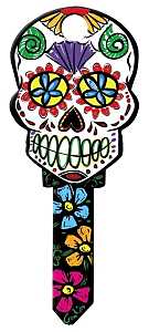Lucky Line B136S Key Blank, Sugar Skull, Brass, Painted, Pack of 5