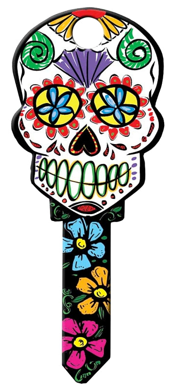 Lucky Line B136S Key Blank, Sugar Skull, Brass, Painted, Pack of 5