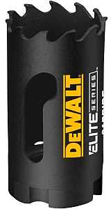 DEWALT ELITE Series DAH3138 Hole Saw, 1-3/8 in Dia, 1-3/4 in D Cutting, 1/2 in Arbor, 3 TPI, Carbide Cutting Edge