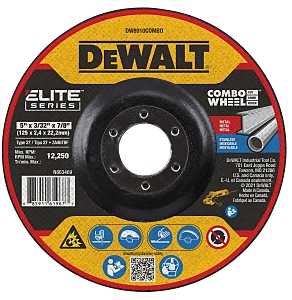 DEWALT ELITE Series DW8910COMBO Cutting Wheel, 5 in Dia, 0.093 in Thick, 7/8 in Arbor, 24 Grit, Ceramic Abrasive