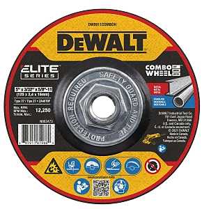 DEWALT ELITE Series DW8911COMBOH Cutting Wheel, 5 in Dia, 0.093 in Thick, 5/8-11 Arbor, 24 Grit, Ceramic Abrasive