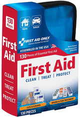 First Aid Only FAO-428 First Aid Kit, 130-Piece, Multi-Color, Includes: (10) 1 x 3 in Adhesive Plastic Bandages, Pack of 6