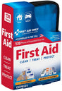 First Aid Only FAO-428 First Aid Kit, 130-Piece, Multi-Color, Includes: (10) 1 x 3 in Adhesive Plastic Bandages, Pack of 6