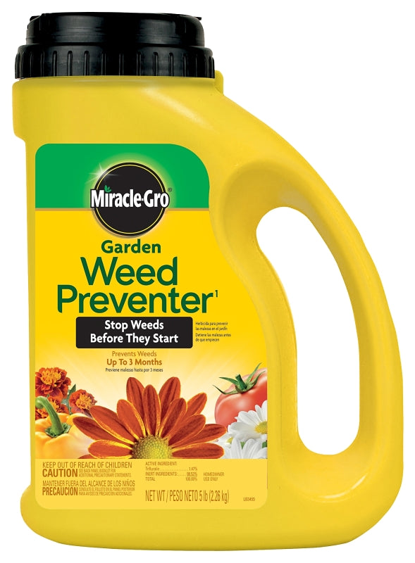 Miracle-Gro 10047511 Garden Weed Preventer, Granular, 5 lb Jug