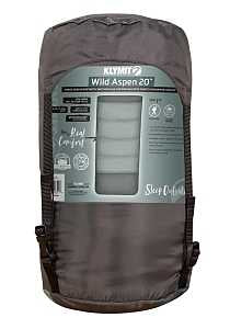 Klymit Wold Aspen 20 13WRGR20D Sleeping Bag, 74 in L, 34 in W, Rectangle, Polyester, Green