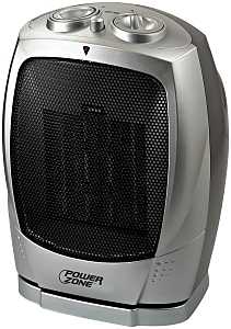 PowerZone PTC-903B Ceramic OSC Heater, 12.5 A, 120 V, 750/1500 W, 2-Heat Setting, Gray