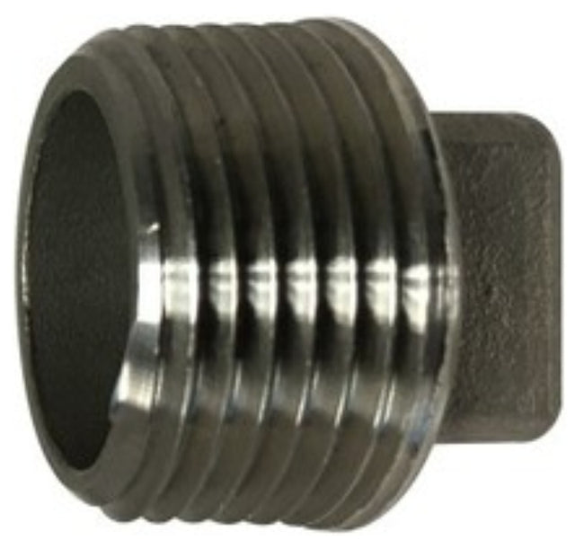 Anderson Metals 62653B Cored Pipe Plug, 1/2 in, Threaded, Square Head, 304 Stainless Steel