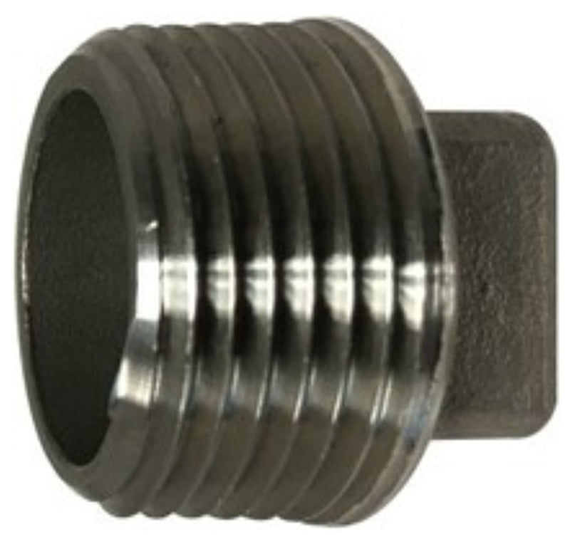 Anderson Metals 62671B Cored Pipe Plug, 1/4 in, Threaded, Square Head, 304 Stainless Steel