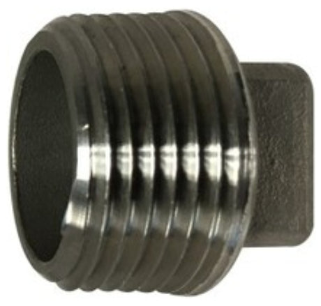 Anderson Metals 62671B Cored Pipe Plug, 1/4 in, Threaded, Square Head, 304 Stainless Steel