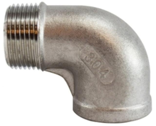 Anderson Metals 62165B Street Pipe Elbow, 1 in, Threaded, 90 deg Angle, 304 Stainless Steel, Galvanized