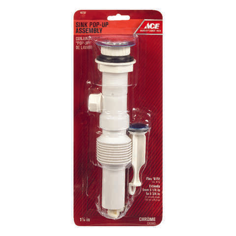 Ace 1-1/4 in. Polished Chrome Plastic Pop-Up Drain Assembly