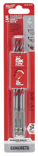 BIT DRILL HAMMER 3/16X4X6IN, Pack of 3